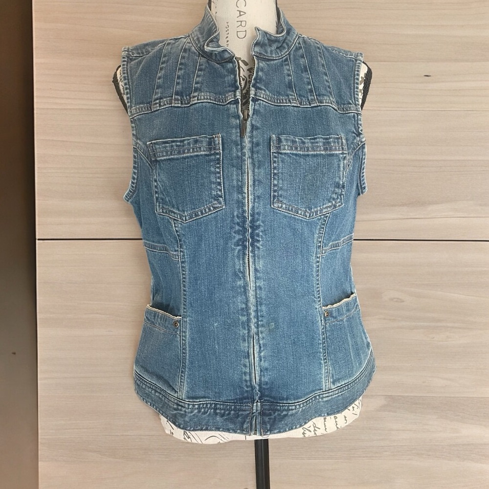 Vintage Denim Vest by Christopher & Banks Women’s Size Small 70’s boho hippie